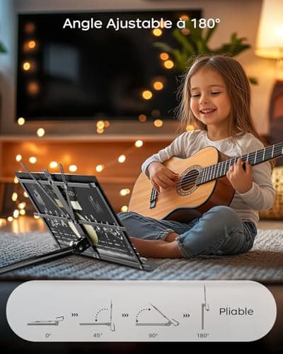 K KASONIC Pupitre, Kasonic 2 en 1 support de partition pliable à double usage et support de livre de bureau, portable et léger avec support de clip de feuille de musique