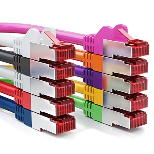 deleyCON 10x 1m Câble Patch CAT6 PIMF S/FTP un Blindage CAT-6 RJ45 Câble Réseau Câble Ethernet LAN DSL Routeur Modem Point D'Accès Patch Panels - Multicolore