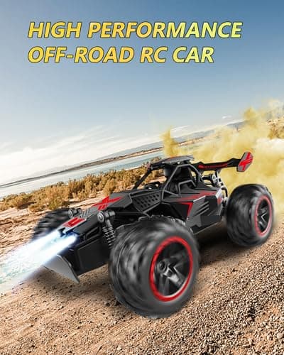 SZJJX Voiture Télécommandée Tout Terrain avec LED,2.4Ghz 15+KM/H Voiture Telecommandé Enfant 3 4 5 6 7+,Voiture RC,Coquille Alliage,Jouet Voiture Radiocommandée Cadeau pour Fille Garcon Noir Rouge