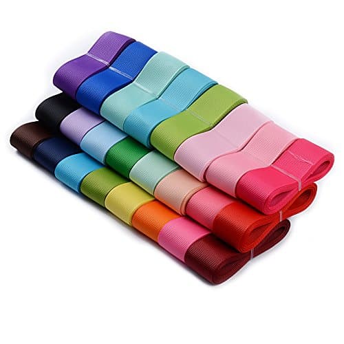 BUONDAC Lot de 6mm / 9mm / 22mm / 25mm Ruban Gros-Grain Décoratif Polyester Ruban Biais Multicouleur Décoration Loisirs Créatif Mariage Artisanat DIY (17/24 / 25 Couleur)