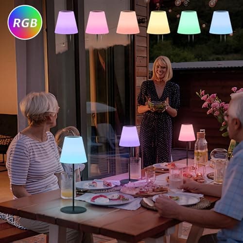 NiceBuy Lampe De Table Sans Fil Rechargeable USB LED Solaire Exterieur Jardin 8 Couleurs à TéLéCommande IP44 Impermeabile Pour Camping Restaurant Interieur ExtéRieur(Noir)