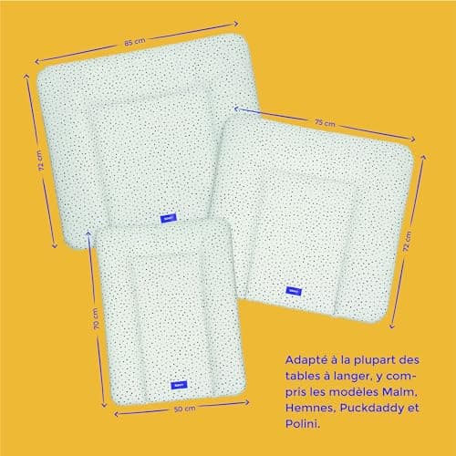 Bonky® Matelas à Langer Bebe souple 85x72 cm - Matelas à langer epais lavable - pour garçons et filles - Certifié Öko-Tex - Imperméable - Mono 2A - 72x85 cm