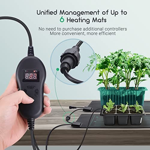 Luxbird Tapis Chauffant pour Plantes avec Contrôleur de Température, 2 Tapis Chauffants avec 1 contrôleur, 30 Watts, Contrôle Un à Plusieurs, Étanchéité IP67, 52.7x25.4 cm