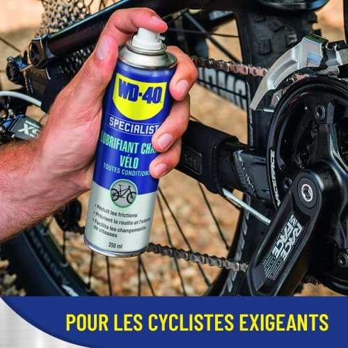 WD-40 SPECIALIST • Lubrifiant Chaîne Vélo Toutes Conditions • Aérosol • Formule au PTFE pour empêcher l'adhérence des saletés • Protection anticorrosion • Réduit les points de friction • 250 ML