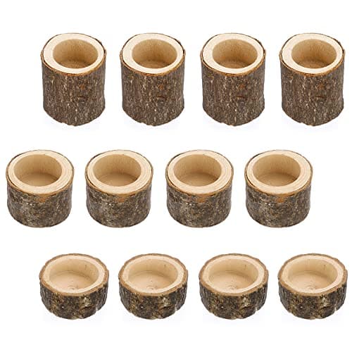 SUMTree 12 pcs bougeoir en Bois Chandelier Votive Support de Bougie décoration pour Maison,Table,Mariage (Hauteur 2,5CM+4CM+7CM)