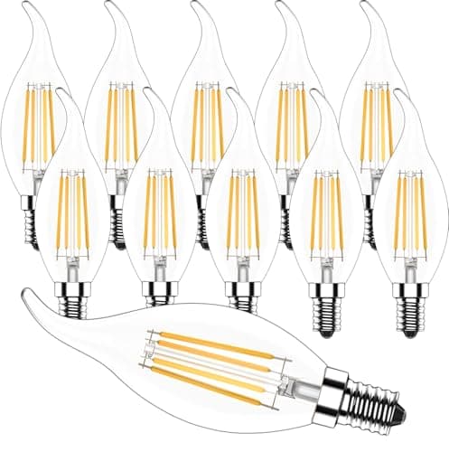 Zcexhph Ampoules Bougie à Filament LED E14,C35 4W Ampoule à Filament,Blanc Chaud 2700K Lampe de Bougie Vintage,400LM,Non Dimmable Ampoule Edison,10 Pièces