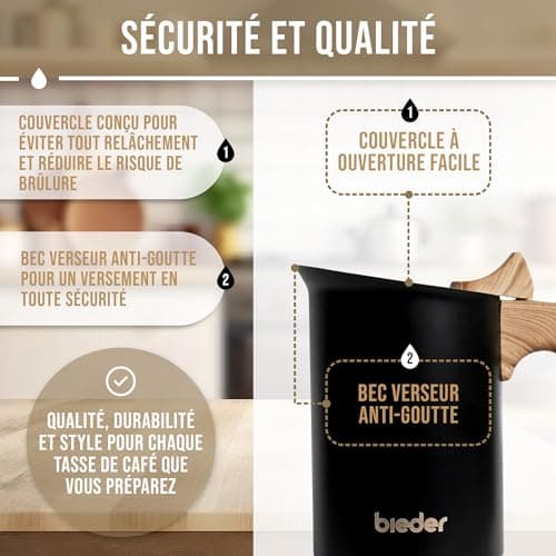 bieder - Nouvelle Nordic Moka Induction - Cafetière italienne en acier inoxydable - Convient à l'induction - Capacité 300ml - 6 tasses (6x50ml) (Noir)