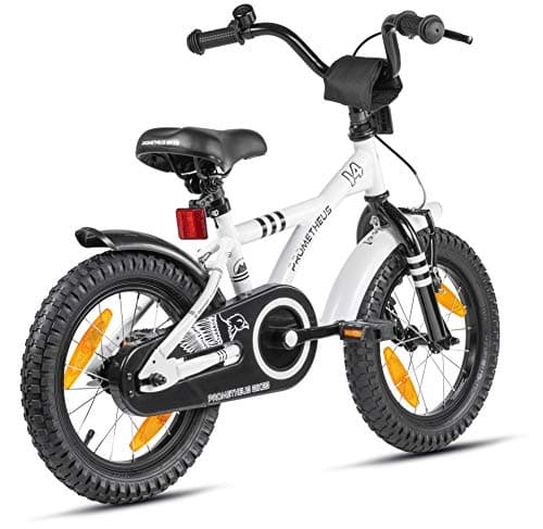 PROMETHEUS BICYCLES Velo Enfant 4 Ans - vélo Fille 14 Pouces a Roulette pour 3 a 5 Ans - Petite Princesse en Blanc