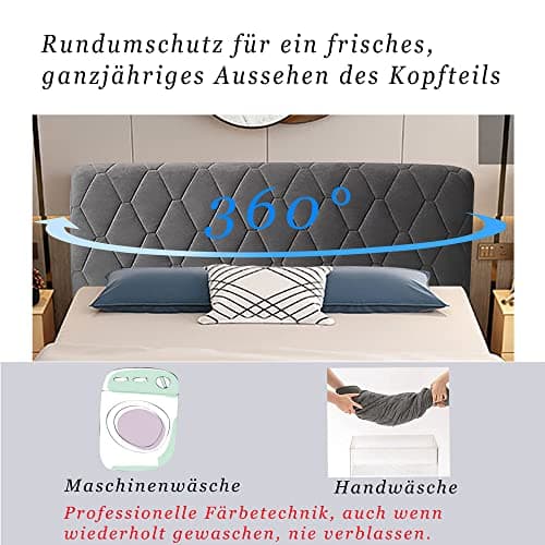 Smingm Housse de Tête de Lit, Couverture de Tête de Lit Protecteur Housse Décorative Chambre à Coucher épaissi Pack Souple Anti-poussière Couvertur Stretch Housse,Gris,160cm(63inch)