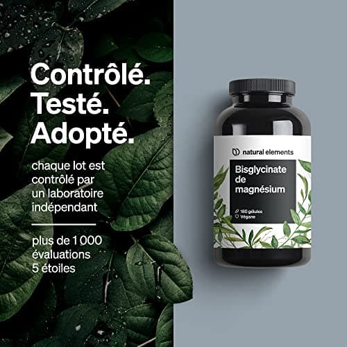 Magnésium Bisglycinate – 300 mg de magnésium élémentaire/dose journalière – 180 gélules, soit une provision de 2 mois – magnesium chélaté – doux pour l’estomac, végane, hautement dosé
