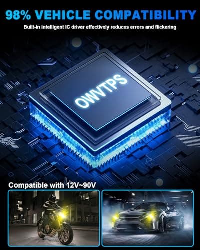 OWVTPS Ampoule LED H7, Automobile et Moto Universelle, 500% de Luminosité 16000LM 80W, 4 Faces 360 Perles Lumineuses Sans Point Noir Plug And Play Sans Adaptateur (2PC)
