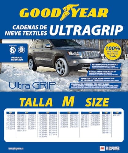 Goodyear Jeu de 2 Chaînes à Neige en Textile pour Voitures Ultra GRIP Taille M, Blanc