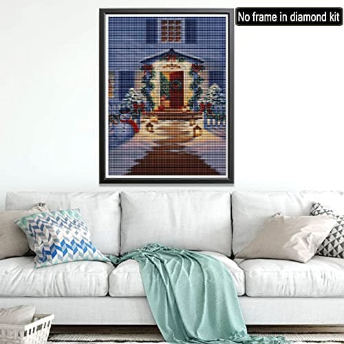 Showker DIY Broderie Diamant Kit Complet Scène de neige, 5D Diamond Painting Complet père Noël Rond Point De Croix Broderie Décoration Chambre Bureau Murale À La Maisonr 30x40cm Taille unique