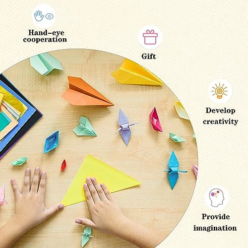Lot de 300 feuilles de papier origami, 15 x 15 cm, double face (70 g/m2), 20 couleurs, petits carrés de papier origami pour enfants, loisirs créatifs, projets d'artisanat pour enfants et adultes