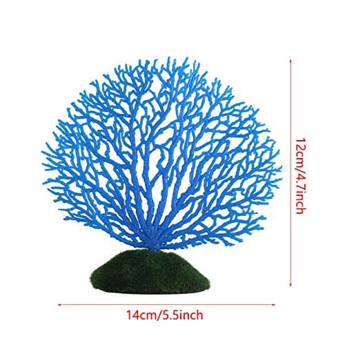 Fdit Ornements Artificielle Décoration Corail Plante Ornement Silicone Décoration Artificielle pour Aquarium Réservoir Poissons(Bleu)