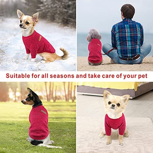Mosucoirl Pet Chat Chien Pull, Hiver Chien Cavaliers Chat Vêtements Confortable Polaire Pet Manteau Costume Chaud Chandail Vêtements pour Chiot Petit Moyen Chien