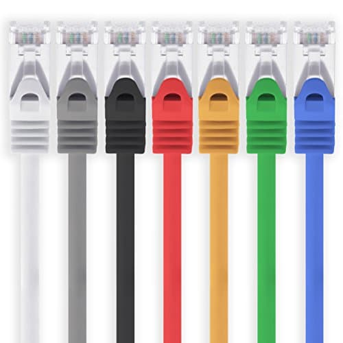 1aTTack.de 0,25m - 7 couleurs - 7 pièces Câble réseau CAT.7 Câble patch Sftp (câble brut) (SET) 10000Mbit/s - 500 MHz assemblé avec 2 fiches RJ45 Cat6a