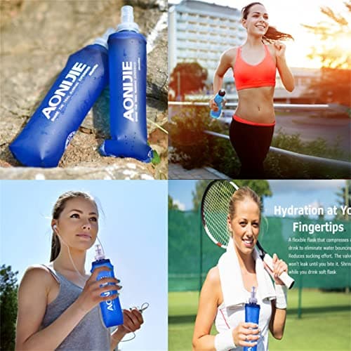 AONIJIE 2 pièces pliable TPU Flacon souple de bouteille d'hydratation d'eau de sport en plein air Pour la course à pied Camping randonnée vélo (500ml-2pcs)