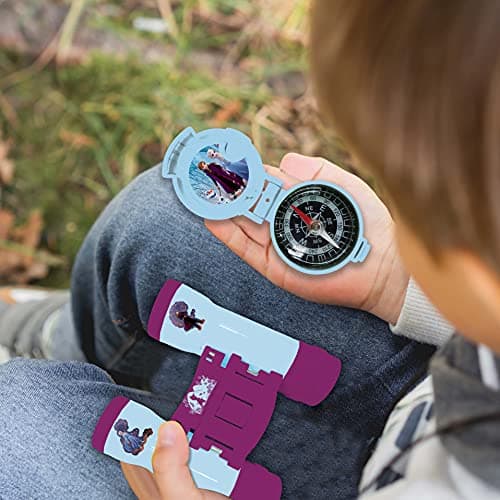 Lexibook, La Reine des Neiges, Set d'aventurier Complet pour Enfant, Talkies-Walkies 120m, Jumelles, Lampe-Torche, Boussole, RPTW12FZ