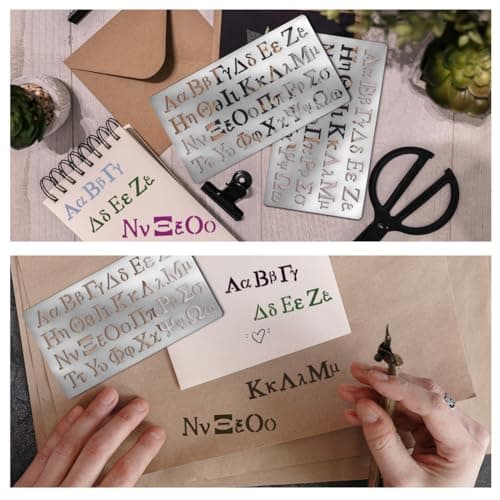 NBEADS Pochoir en Métal de L'Alphabet, 10.1x17.7 cm Pochoirs de Lettres Antiques Réutilisables Pochoirs en Acier Inoxydable Pochoirs Loisirs Creatifs pour Scrapbooking Décoration Murale