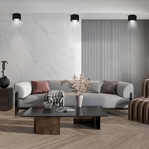 Gleonlux LED Spot en saillie, Spots de Plafond Orientable 30°, Ultra-plats Plafonnier Ø80x50mm, Luminaire plafonnier aluminium Noir mat, Apparent Downlight Lampe Pour modules LED,ampoule non incluse