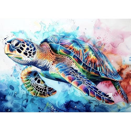 AIRDEA Tortue de mer Diamond Painting Adulte, 5D DIY Aquarelle Peinture Diamant Activité Manuelle Adulte, Diamant Painting pour Décoration Murale Maison 40x30 cm