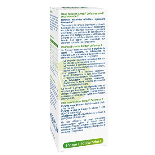 Alvityl - Sirop Défenses Immunitaires - Echinacées, Propolis, Vitamines C & D - Dès 3 ans - 240 ml