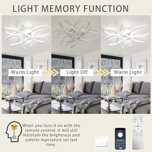 Dceinz LED Plafonnier Chambre Dimmable Moderne Luminaire Plafonnier et Télécommande Salon 6000K Éclairage de Plafond APP Grande Salon Lampe Plafond Métal Blanc pour Salle À Manger, Cuisine