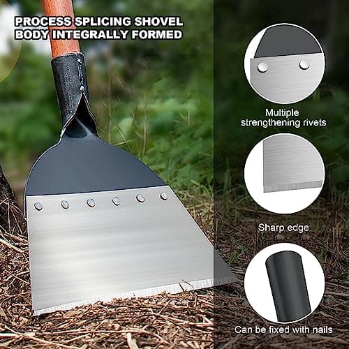 OFFCUP Pelle de Nettoyage, Pelle de Jardin Multifonction, Pelle Plate en Acier, Pelle de Jardinage Outil de Désherbage pour Jardin DéSherbage Plantation DéSherbage de La Ferme 21cm (sans Poignée)