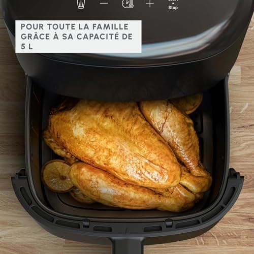 Moulinex Easy Fry Max Friteuse sans huile, Capacité XL de 5 L, Jusqu'à 6 personnes, 10 programmes automatiques, Ecran tactile digital, Gain de temps et d'énergie, air fryer EZ245820