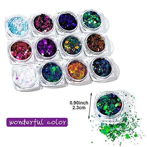GWAWG 12 couleurs de paillettes holographiques pour le visage, les yeux, les cheveux, les ongles et la peinture