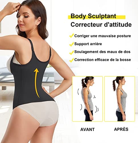 Junlan Femme Gaine Amincissante Ventre Plat Waist Shaper Training Corset Minceur Body Sculptant (Noir, S)