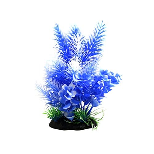 sourcing map Plante Plastique Blanc Bleu Aquarium Décor Poisson Reptile Terrarium