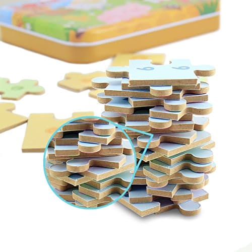BBLIKE Jouet Puzzle pour Enfants, 4 Niveaux de Difficulté Différents, 9 Pièces, 12 Pièces, 15 Pièces, 20 Pièces, Jouet Éducatif Parfait pour Garçons Filles de 3 Ans + (Animaux de la Ferme)