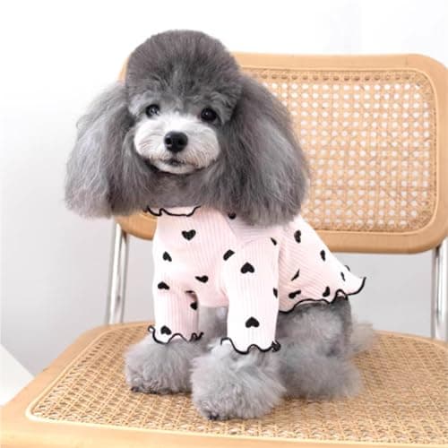 Yaopelky Vêtements pour petits chiens et chats – Été et automne – Chemise extensible à volants à manches longues pour chihuahua, schnauzer, Shih Tzu Yorkie (rose, taille S)