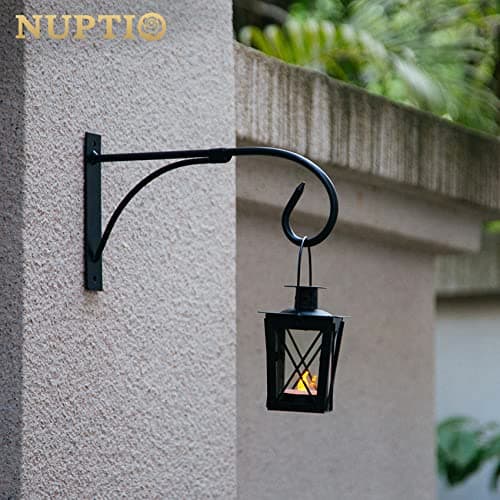 Lanterne en Verre À Terre/Suspendue, Lanterne en Verre Portable, Bougie Chauffe-Plat Petite Lanterne Rétro De Fer, Suspension De Décoration D’Intérieur/Cour (Noir, 4 Pcs)