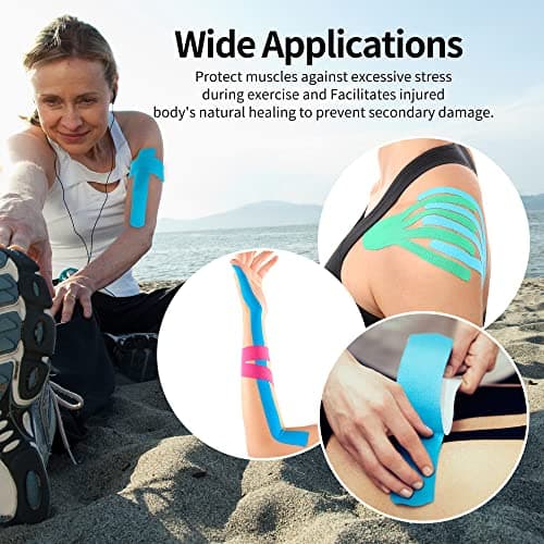 PHYTOP Bande Kinesiologie pour le sports et les athlètes, Kinesiologie Tape Beige non prédécoupée pour visage et peau sensible, 2 rouleaux