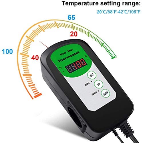 RIOGOO 24 * 52cm Tapis Chauffant pour semis et contrôleur de Thermostat 68-108 ° F contrôleur de Thermostat numérique IP68 étanche (Tapis Chauffant + contrôleur de Thermostat)