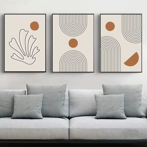 LYBOHO Lot de 3 posters d'art abstrait, modernes, tableaux muraux, style bohème, pour salon, chambre à coucher, géométrie 2, 20 x 30 cm