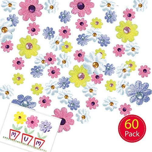 Baker Ross Fleurs Strass Autocollantes Satinées - Lot de 60, Loisirs Créatifs pour Enfants (E8826)
