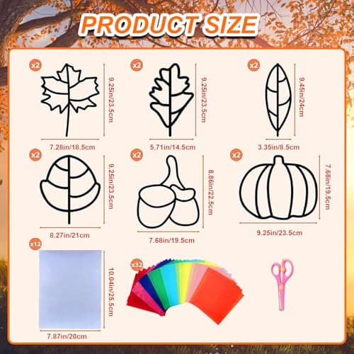 12 pièces Bricolage d'Automne pour Enfants Gommettes Feuilles Automne, Artisanat Couronne d'automne, Loisirs Créatifs Enfants, Gommettes Automne Feuilles pour Enfants, Enfant Kit d'Artisanat d'Automne