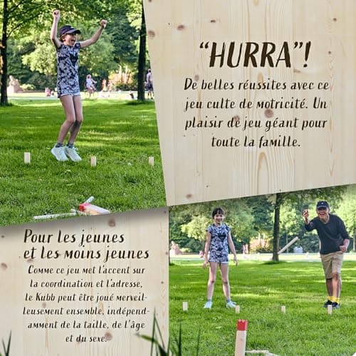 Ocean 5 Kubb - Original Jeu de Société Viking | Jeu en Bois Premium| Jeux de Société Suédois en Bois| Jeu de Réflexion pour Enfants et Adultes
