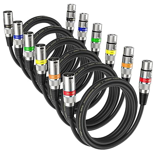 NUOSIYA Cable XLR 2m 6 paquet,Cable Microphone XLR Male Femelle, Balanced XLR vers XLR Câble Instrument pour Microphones, Enceint, Consol Mixag, Amplificateur