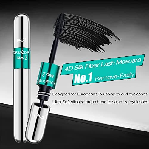 Mascara Waterproof Noir - 4D Mascara Effet Faux Cils Extra Longs Mascara Fibre de Soie Imperméable à l'eau Longue Durée