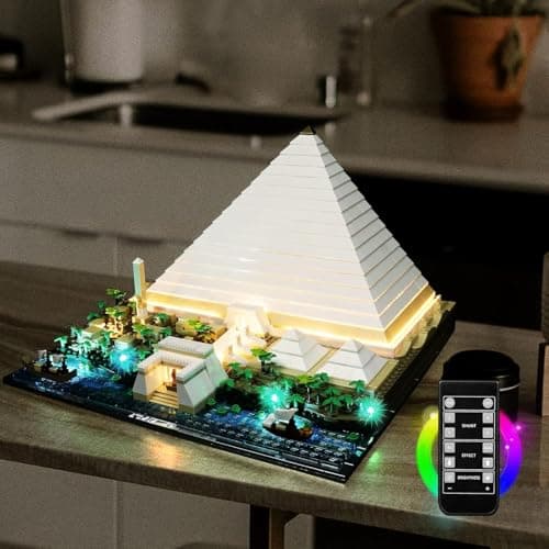 Kit d'éclairage LED pour Lego 21058 Architecture Cheops Pyramid Kit de Construction (lumières Uniquement) Kit d'éclairage télécommandé Compatible avec Lego La Grande Pyramide de Gizeh