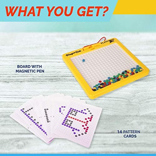 Playmags Magna Dots - Grand Tableau magnétique 12,5" pour Enfants - Tableau magnétique à Pois avec Stylo magnétique - Aimants Magna Safe pour Enfants et Tout-Petits - Jouet de Voyage