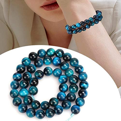 Perles bleues d'oeil de tigre, perles d'espacement rondes de pierre gemme de pierre naturelle pour l'accessoire de fabrication de bracelet de bijoux à bricoler soi-même(8mm【48pcs/string】)