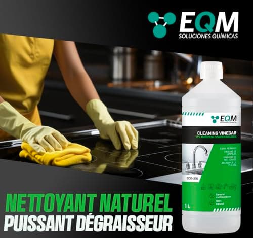 EQM - ECO-216 - Vinaigre Ménager 10° - 1L - 100% naturel - Anti Calcaire Détartrante - Puissant nettoyant ménager tout usage