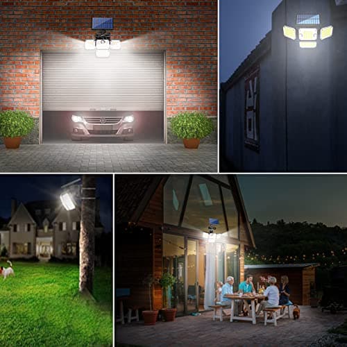 2 Pièces Lampe Solaire Extérieur avec Détecteur de Mouvement, [333LED/3Modes] Projecteur Solaire Extérieur IP65 Étanche Lumière Spot LED Solaire,Angle d'éclairage 240°avec Télécommande,Câble 5M