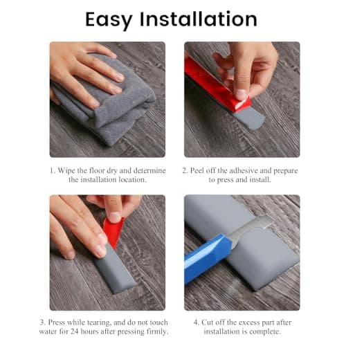 200cm Seuils de Douche, Bande imperméable Pliable de Silicone, Joint Etancheite Douche, Joint De Douche Pour Paroi en Verre, Seuil de Douche en Silicone pour Plancher de Douche (Blanc)